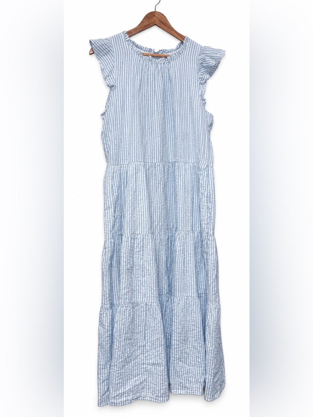 NWT Cottagecore Preppy Nautical Charter Club Blue Striped Cotton Maxi Dress XL